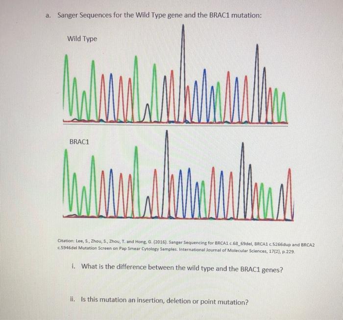 Solved A Sanger Sequences For The Wild Type Gene And The Chegg Com