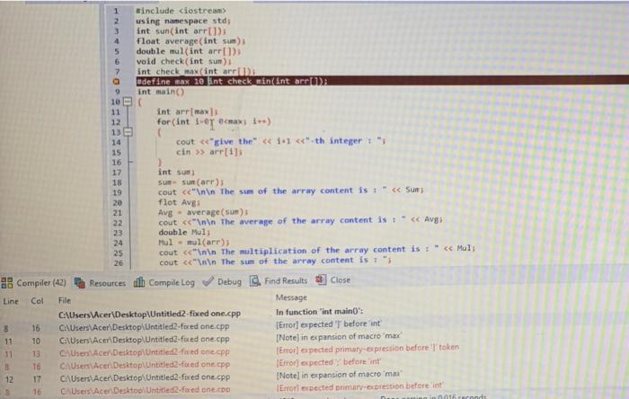 M 1 include 2 using namespace std; 3 int sun(int | Chegg.com
