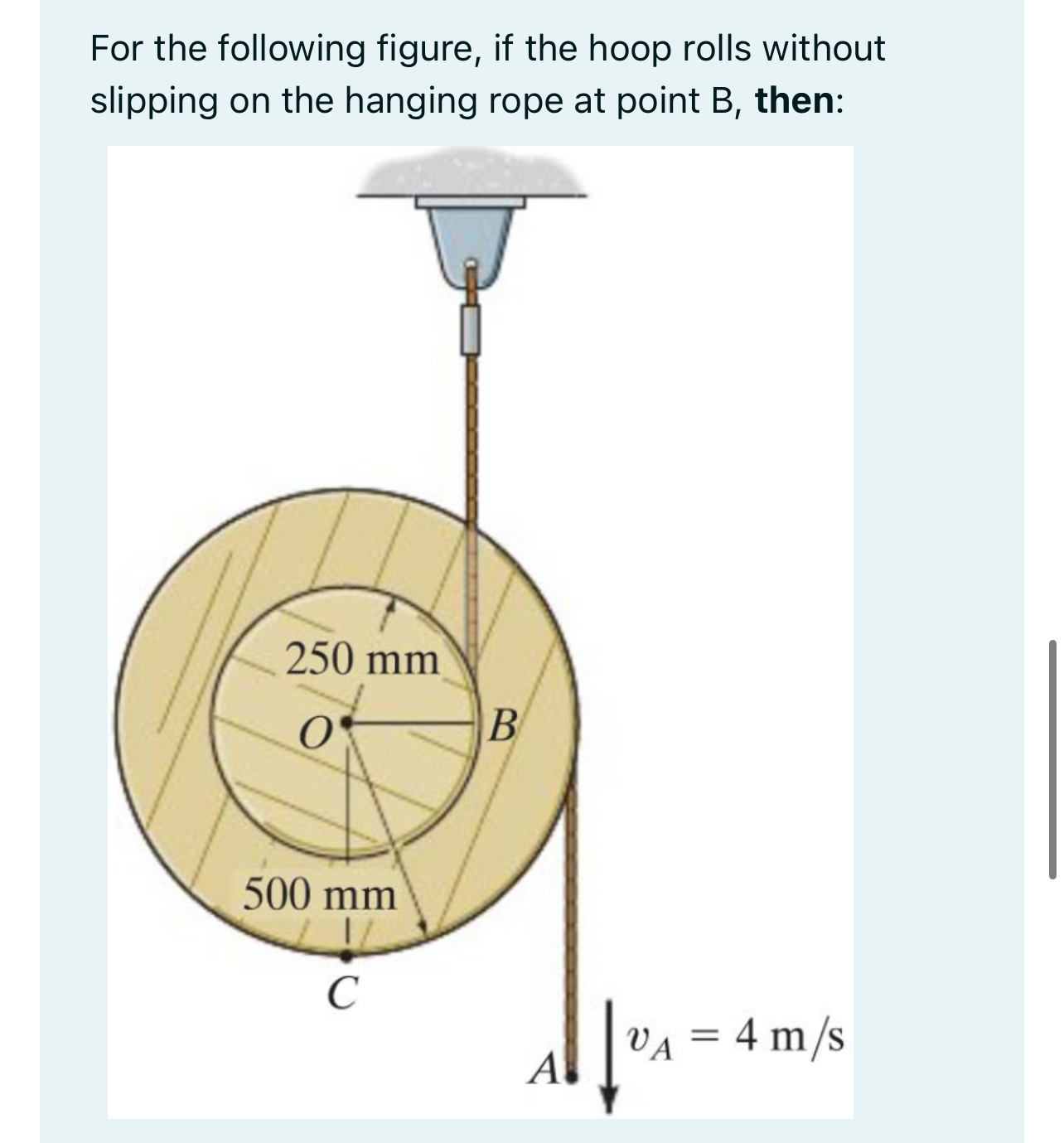For the following figure, if the hoop rolls without | Chegg.com