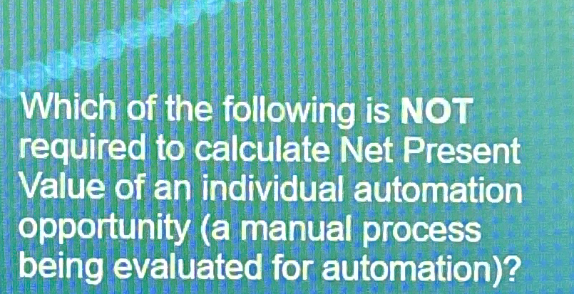 Solved Which of the following is NOT required to calculate | Chegg.com