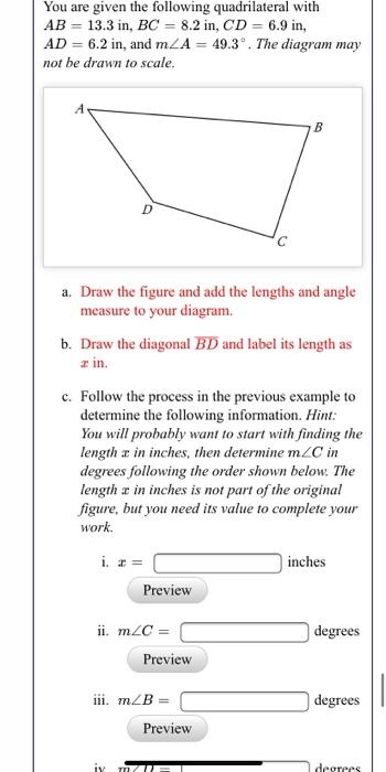 Solved You are given the following quadrilateral with AB = | Chegg.com
