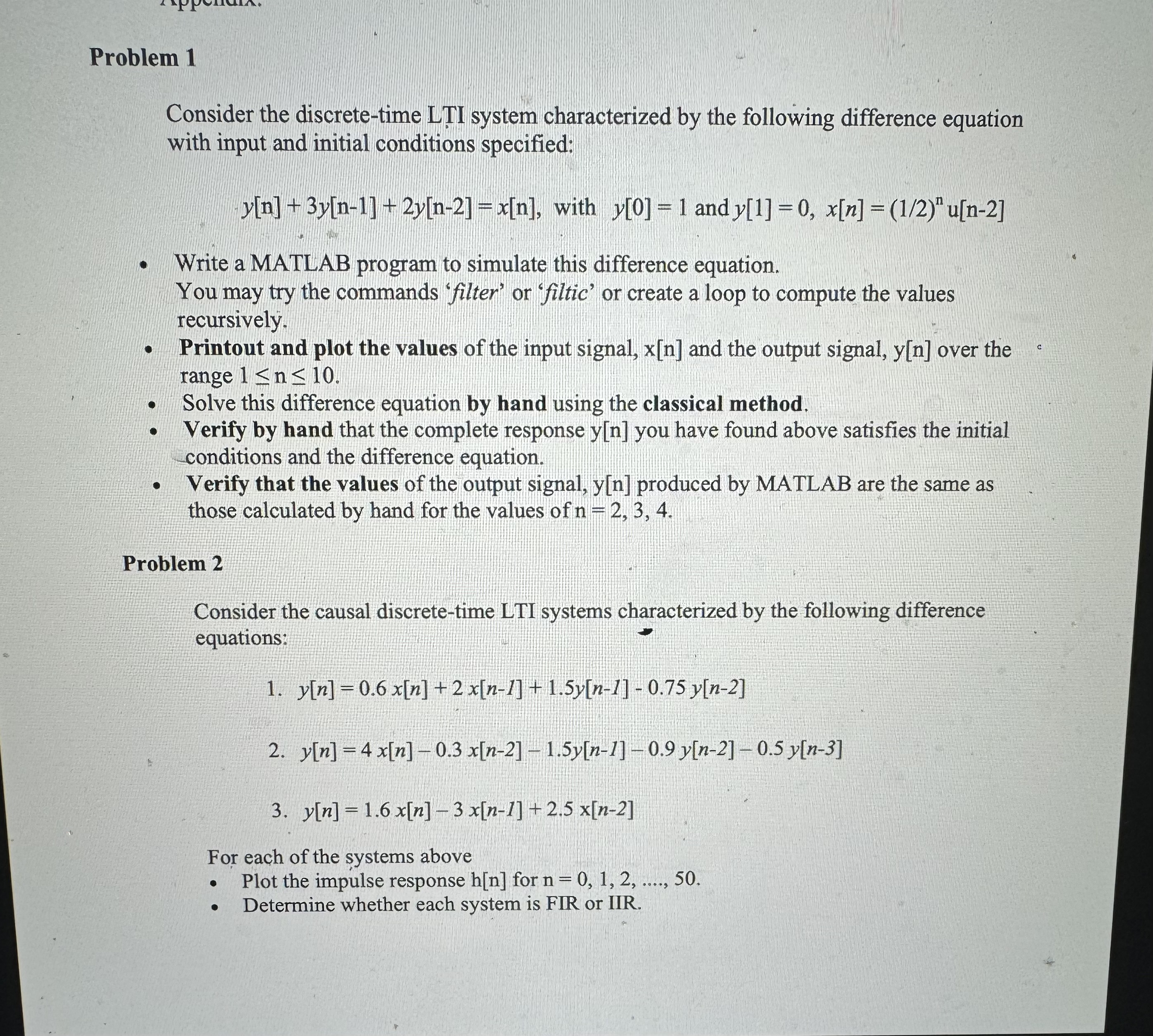 Solved by an EXPERT Problem 1Consider the discrete-time LTI system ...