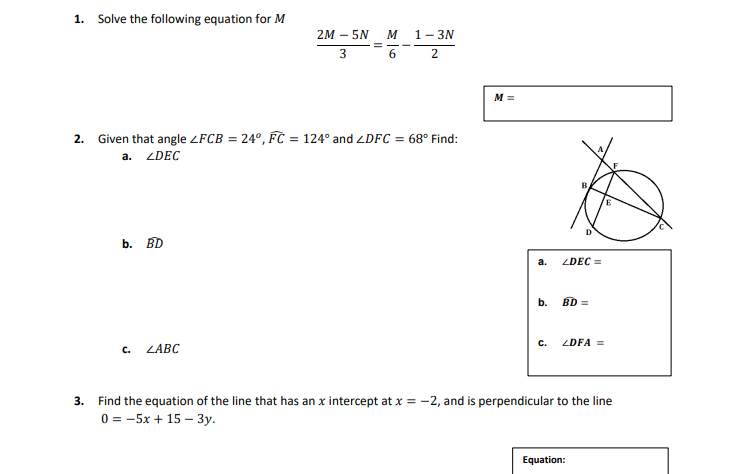 Solved 1.) ﻿Solve the following equation for | Chegg.com
