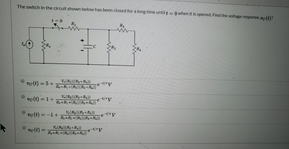 Solved The switch in the circuit shown below has been closed | Chegg.com