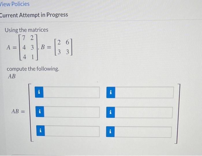 Solved View Policies Current Attempt in Progress Using the | Chegg.com