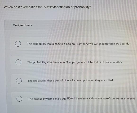 Solved which best exemplifies the classical definition of chegg