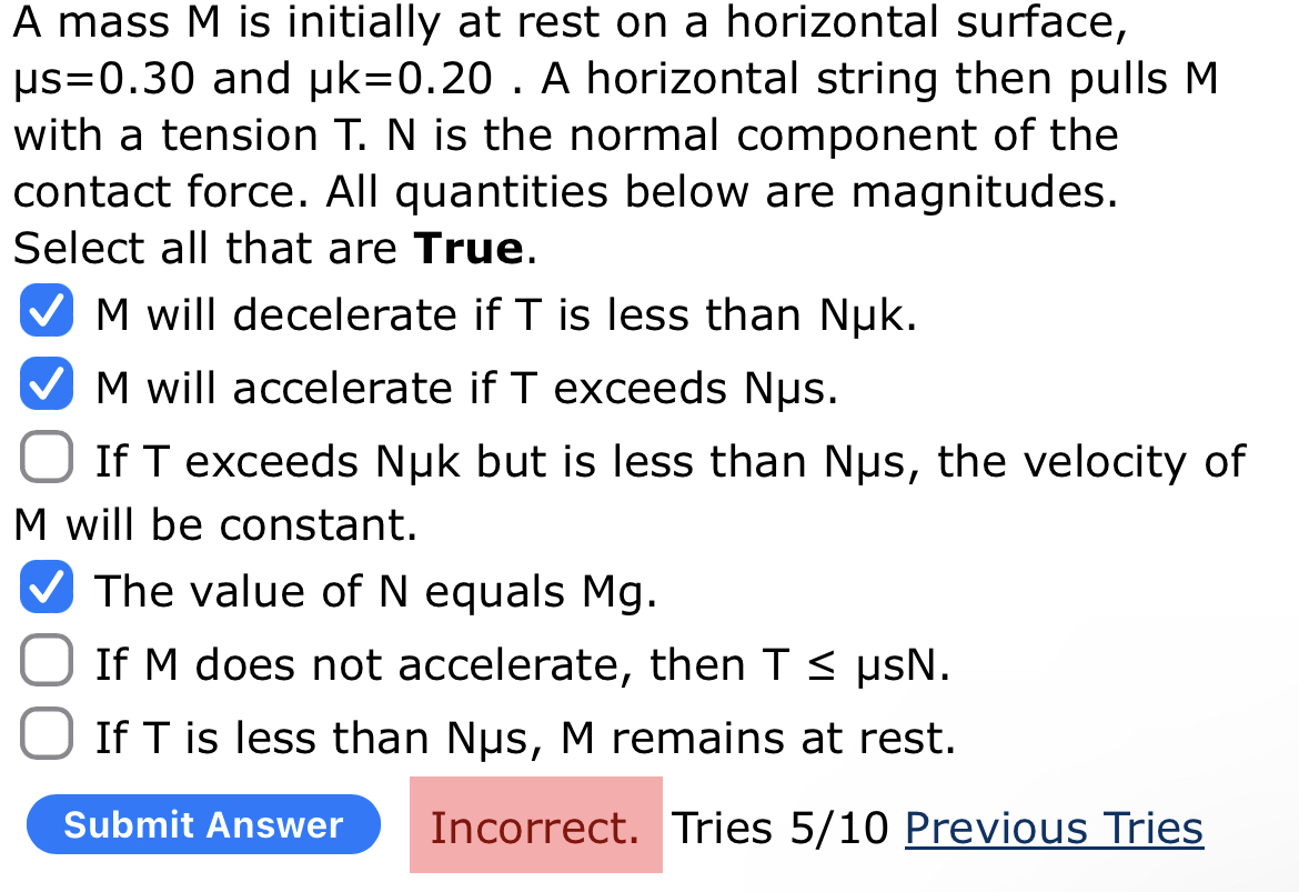 Solved A mass M ﻿is initially at rest on a horizontal | Chegg.com