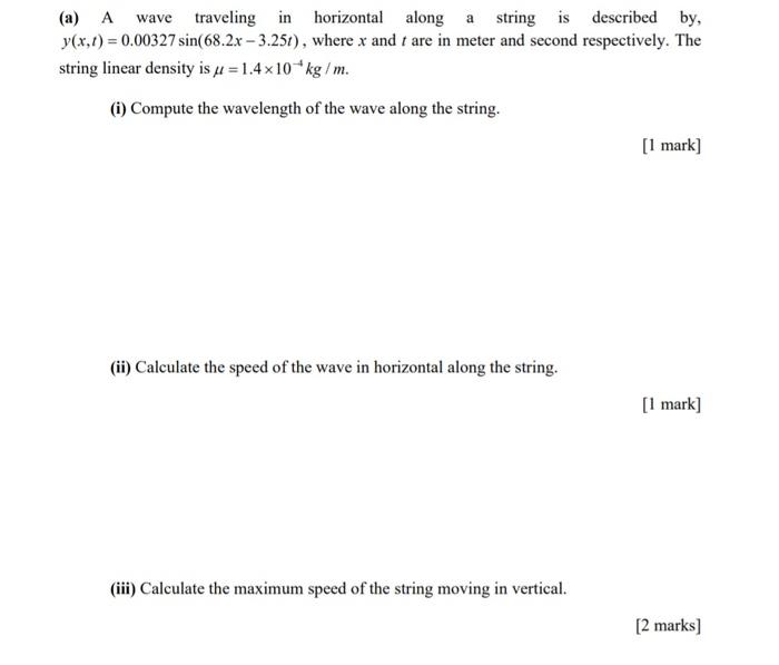 Solved (a) A wave traveling in horizontal along a string is | Chegg.com