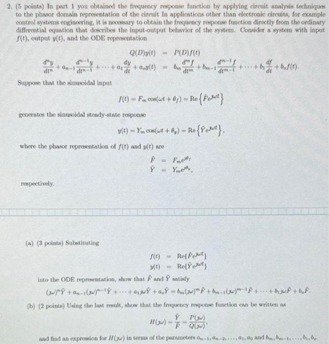 2. (5 points) In part 1 you obtained the frequency | Chegg.com