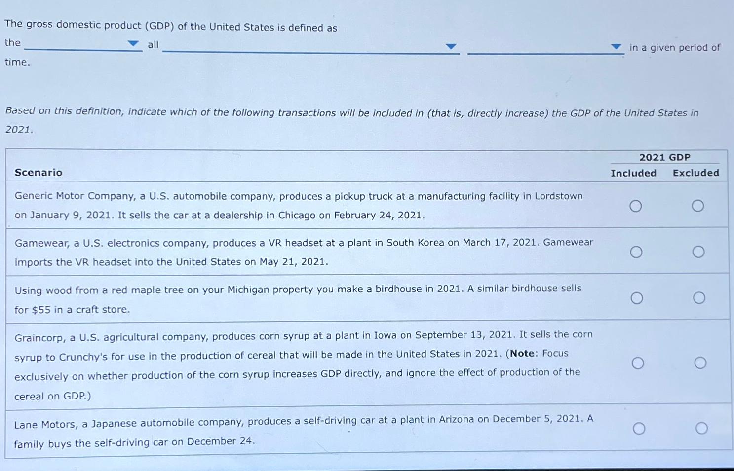 Solved The gross domestic product (GDP) ﻿of the United | Chegg.com