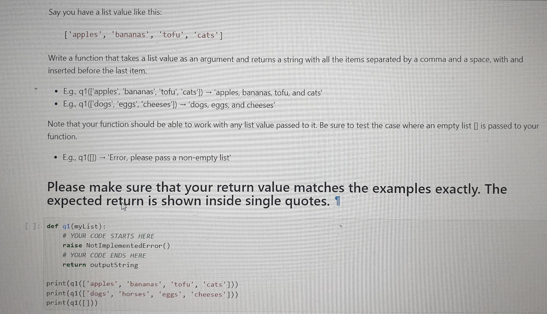 Solved Say you have a list value like this: ['apples', | Chegg.com