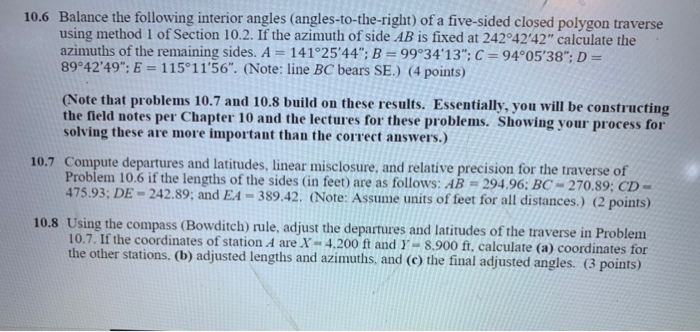 Solved 10.6 Balance the following interior angles | Chegg.com
