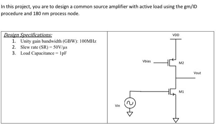 Solved In this project, you are to design a common source | Chegg.com