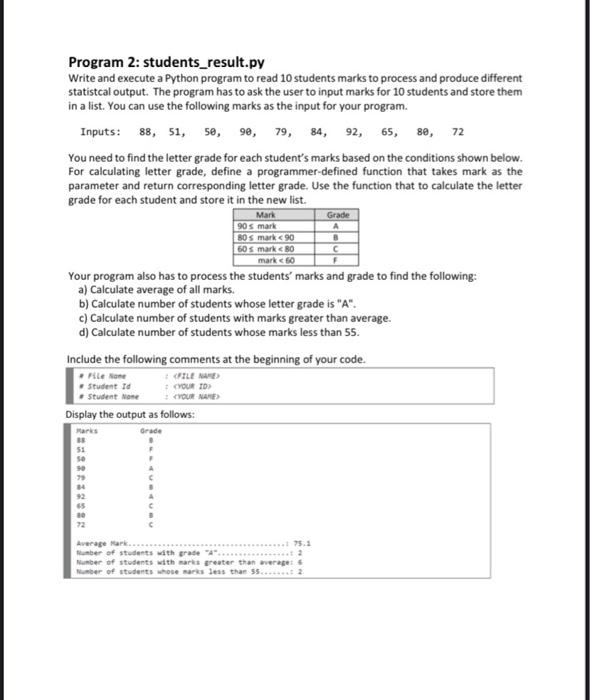 Solved Program 2: students_result.py Write and execute a | Chegg.com