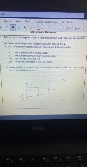 Solved 1. Refer to the circuit diagram shown in Figurel(a) | Chegg.com