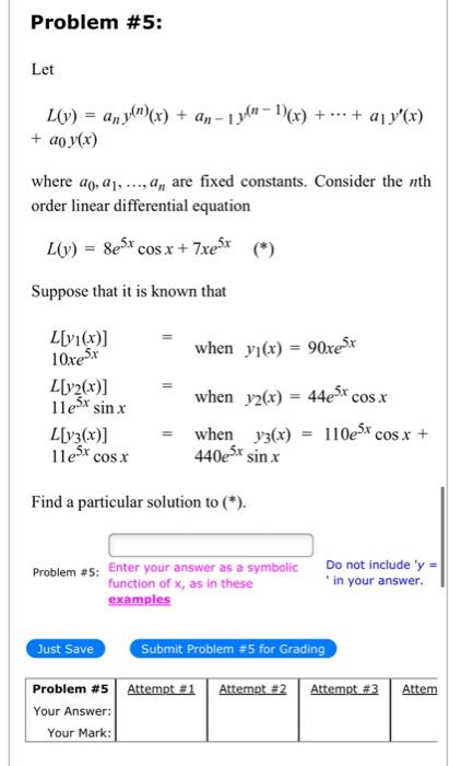 Solved L Y Any N X An−1y N−1 X ⋯ A1y′ X A0y X Where