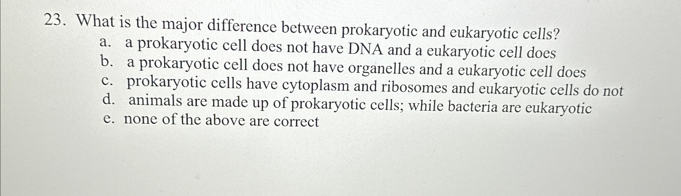 Solved What is the major difference between prokaryotic and | Chegg.com