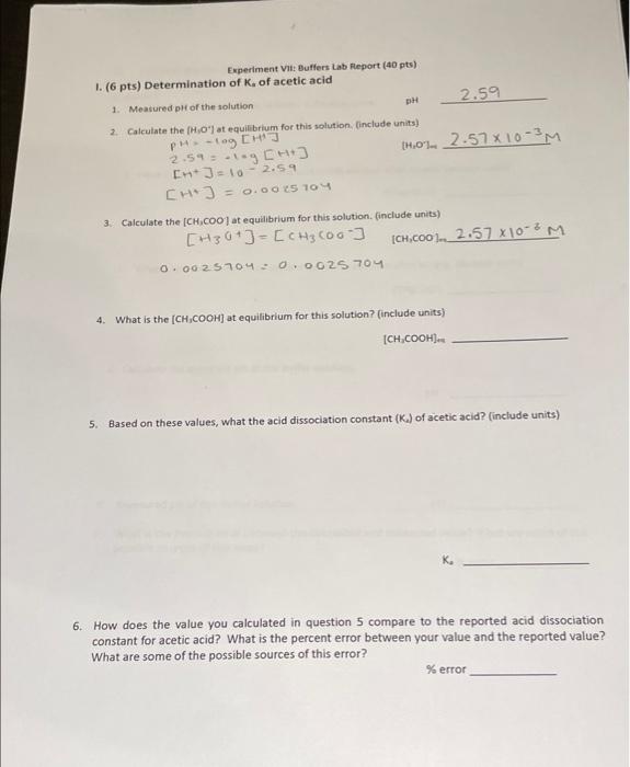 Solved Experiment Vit Buffers Lab Report (40 pts) 1. (6