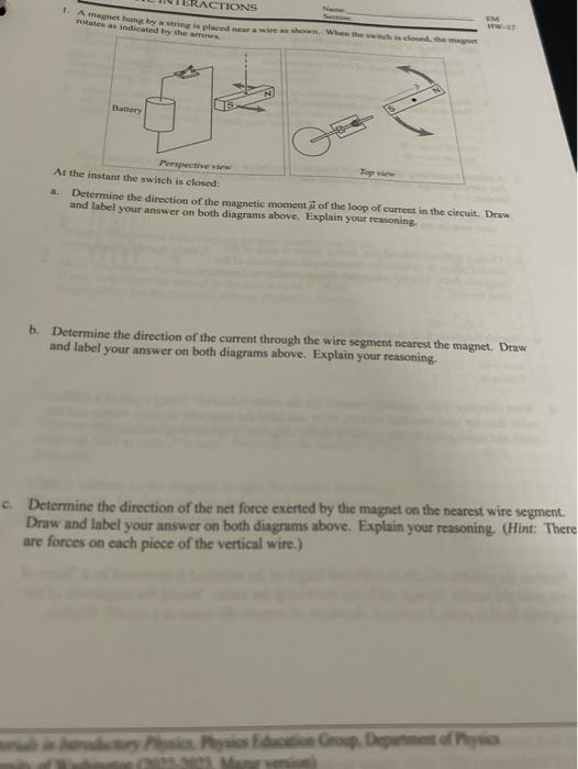 Solved C. CTIONS 1. A hung by a string is