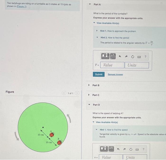 solved-two-ladybugs-are-riding-on-a-turntable-as-it-rotates-chegg