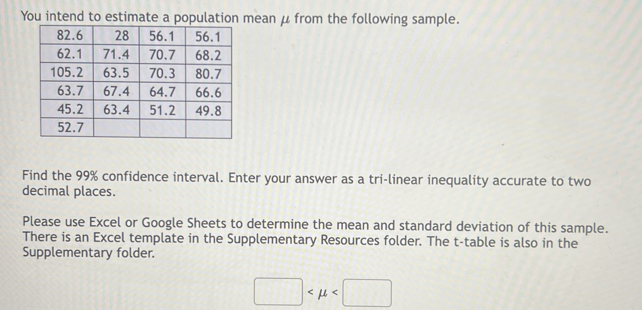 Solved You intend to estimate a population mean μ ﻿from the | Chegg.com