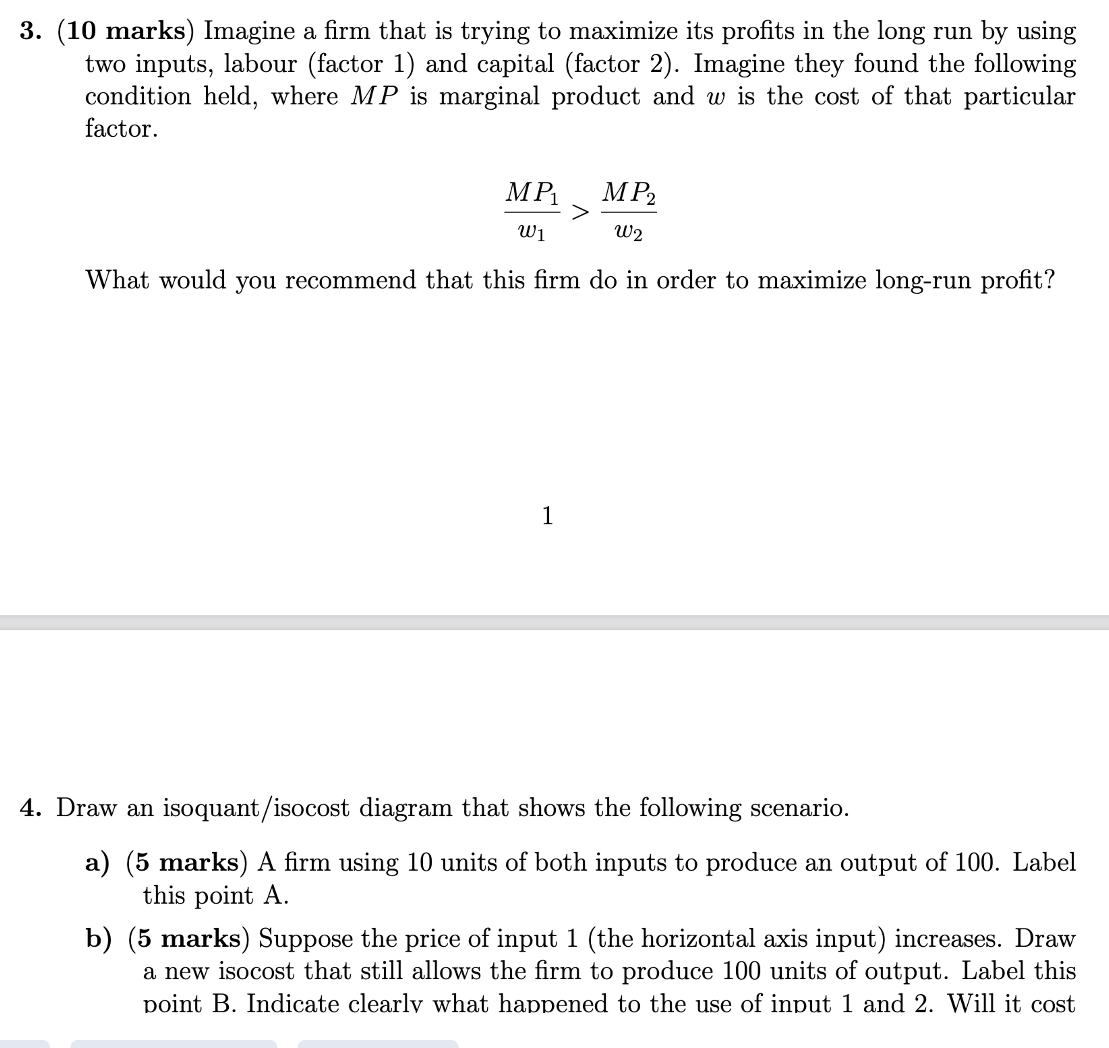 Solved Draw An Isoquantisocost Diagram That Shows The 0849