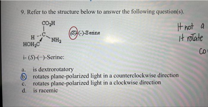 Solved please explain rotate plane- polarized light in a | Chegg.com