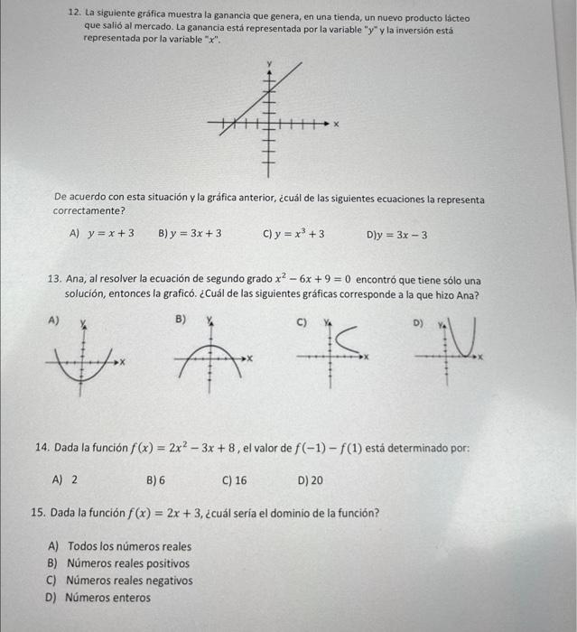 12. La siguiente gráfica muestra la ganancia que genera, en una tienda, un nuevo producto lácteo que salió al mercado. La gan