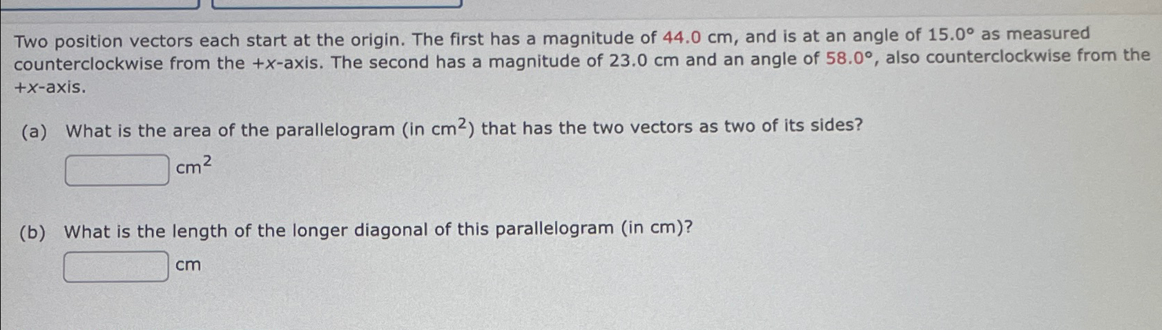 Solved Two position vectors each start at the origin. The | Chegg.com