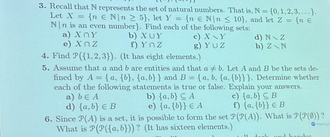 Solved Recall that N ﻿represents the set of natural numbers. | Chegg.com