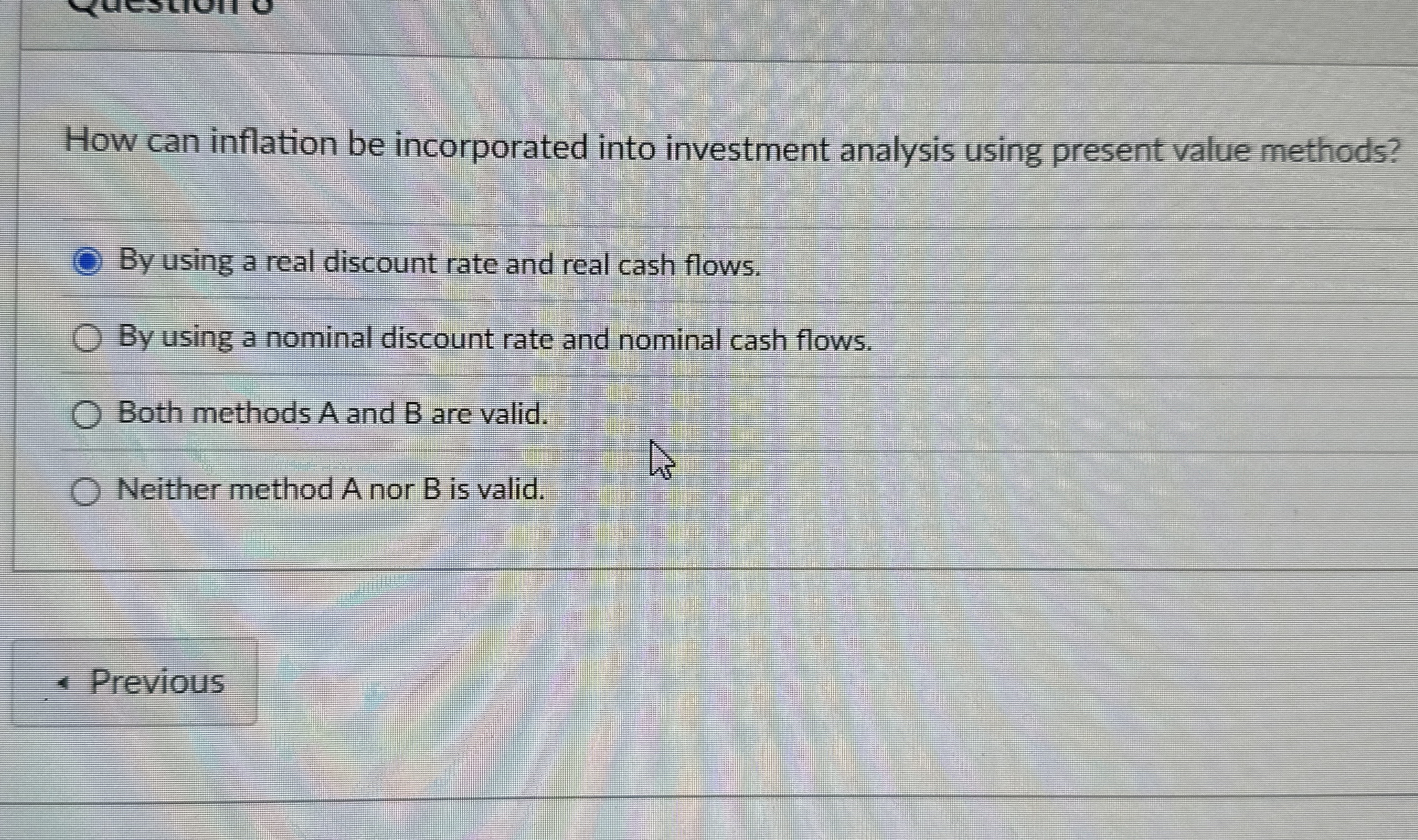 Solved How can inflation be incorporated into investment | Chegg.com