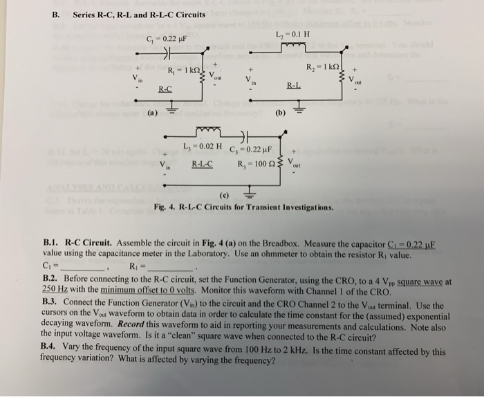 B Series R C R L And R L C Circuits L 0 1 H C Chegg Com