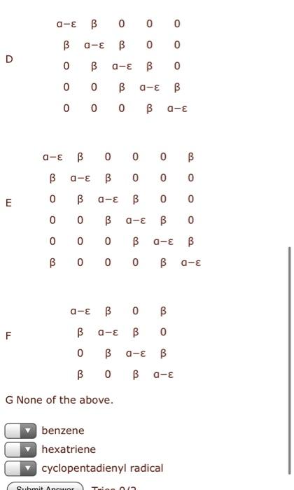 Solved Match The Secular Determinant From Had Theory To T Chegg Com