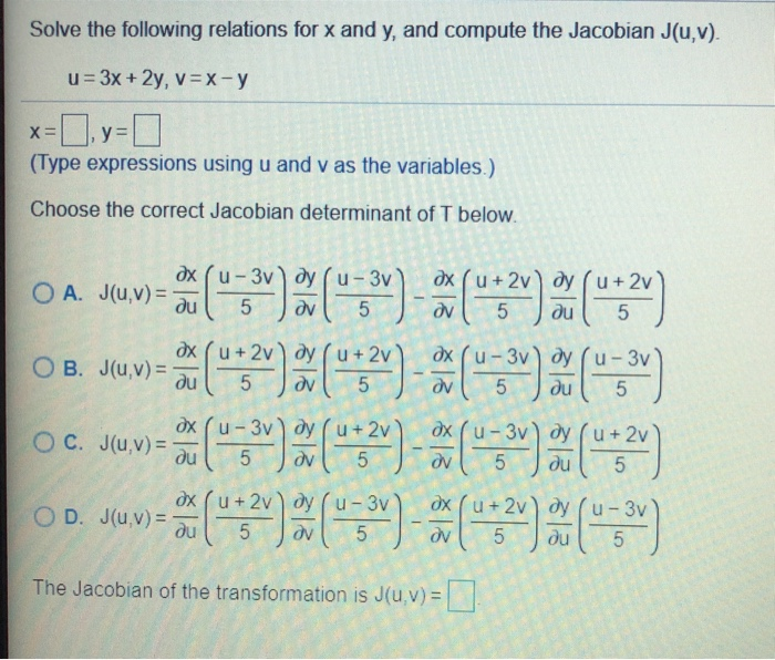 Solved Solve The Following Relations For X And Y And Com Chegg Com