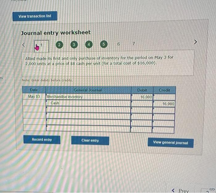 Solved Journal entry worksheet (3) 4 5 6 7 Allied sold 1,000 | Chegg.com