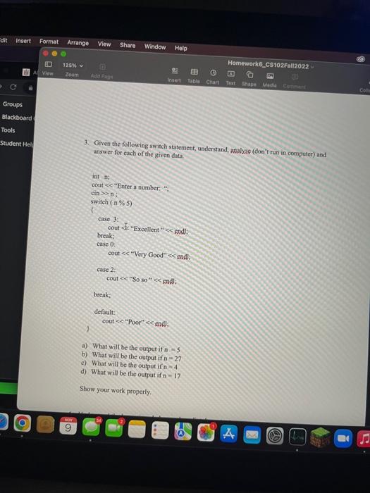 Solved HOMEWORK 6: CS 102 - 1 (Programming I) Due Date: | Chegg.com