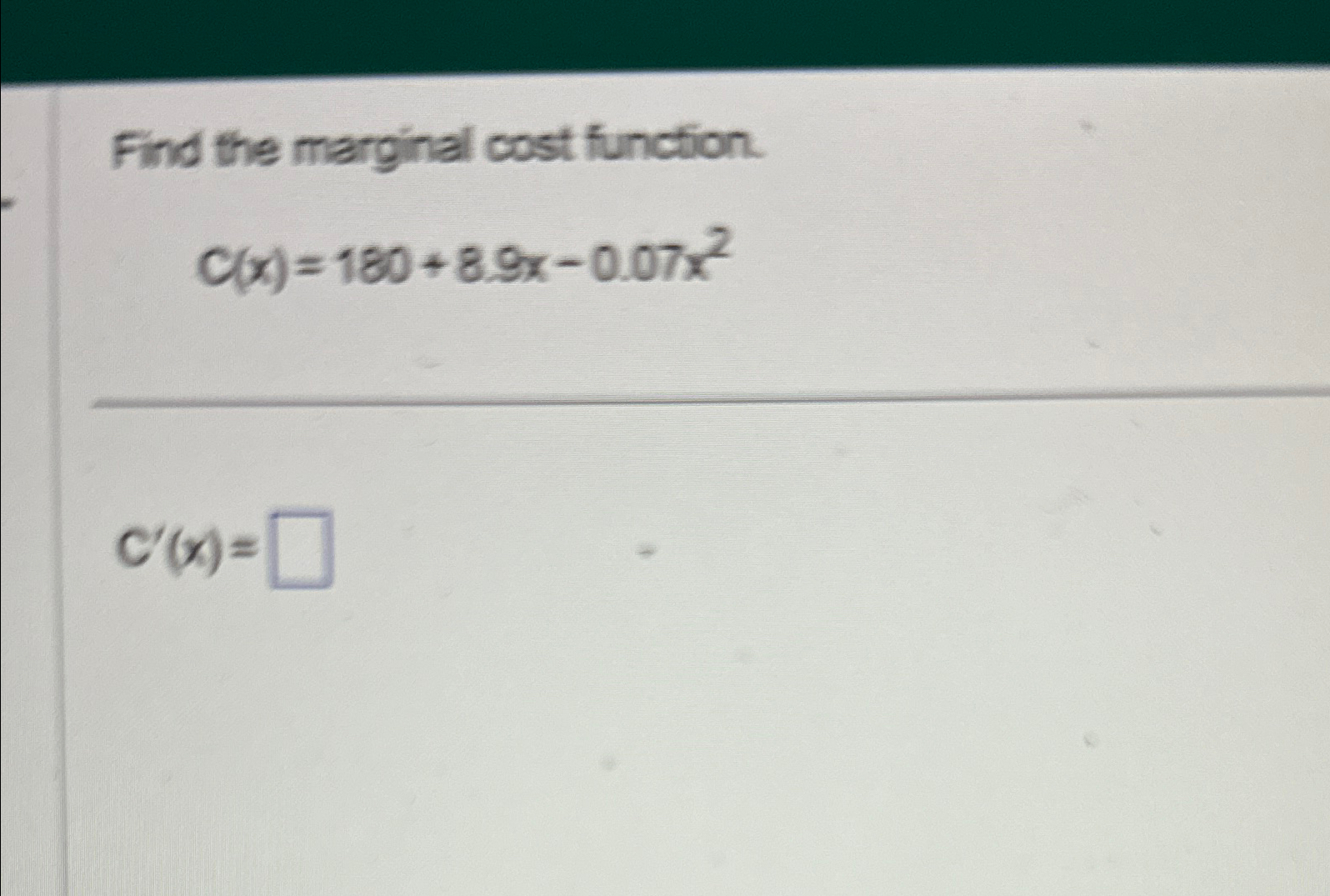 Solved Find the marginal cost | Chegg.com