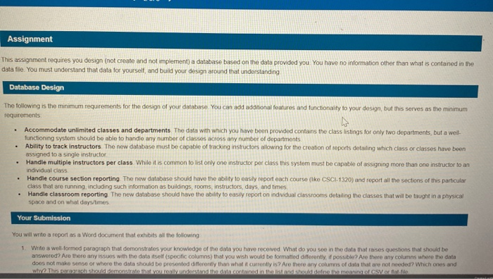 Assignment . . This assignment requires you design | Chegg.com