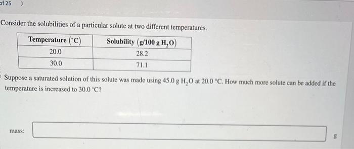 Solved Consider the solubilities of a particular solute at | Chegg.com