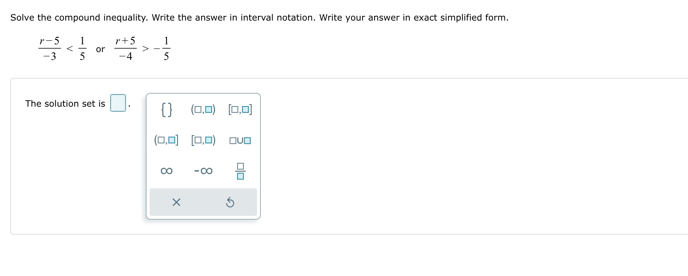 Solved Solve the compound inequality. Write the answer in | Chegg.com