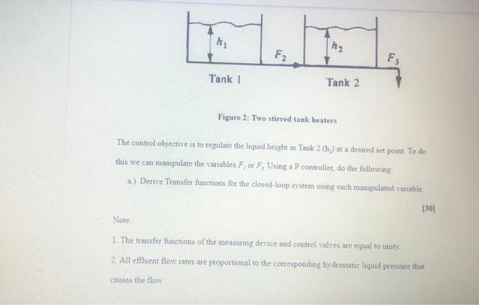 Solved hi ha F2 F3 Tank ! Tank 2 Figure 2: Two stirred tank | Chegg.com