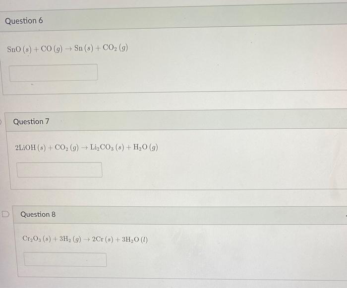 Solved For the following chemical equations, calculate the | Chegg.com