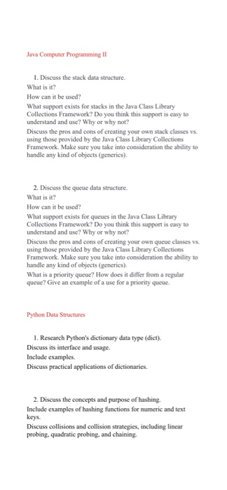 Solved Java Computer Programming II 1. Discuss the stack | Chegg.com
