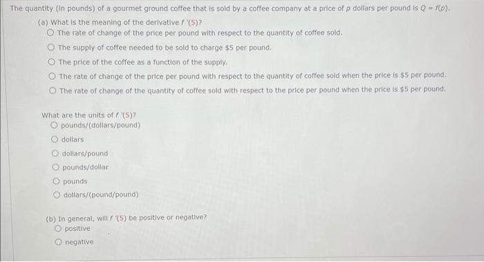 Solved he quantity (In pounds) of a gourmet ground coffee | Chegg.com