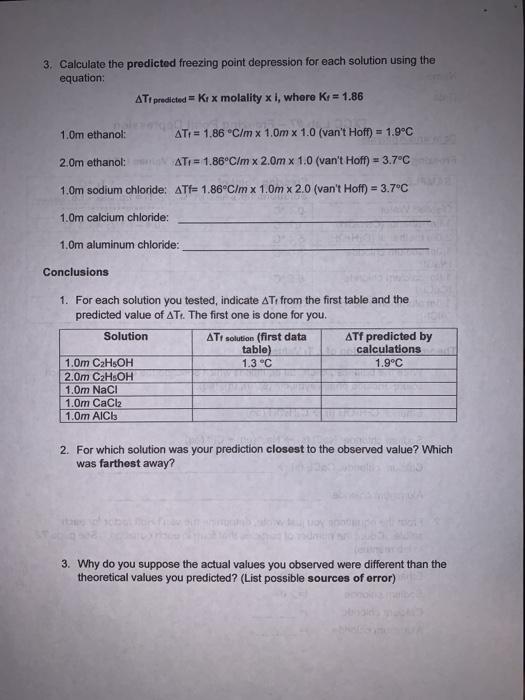 Solved Name Date TXCC Lab #7 - Freezing Point Depression | Chegg.com