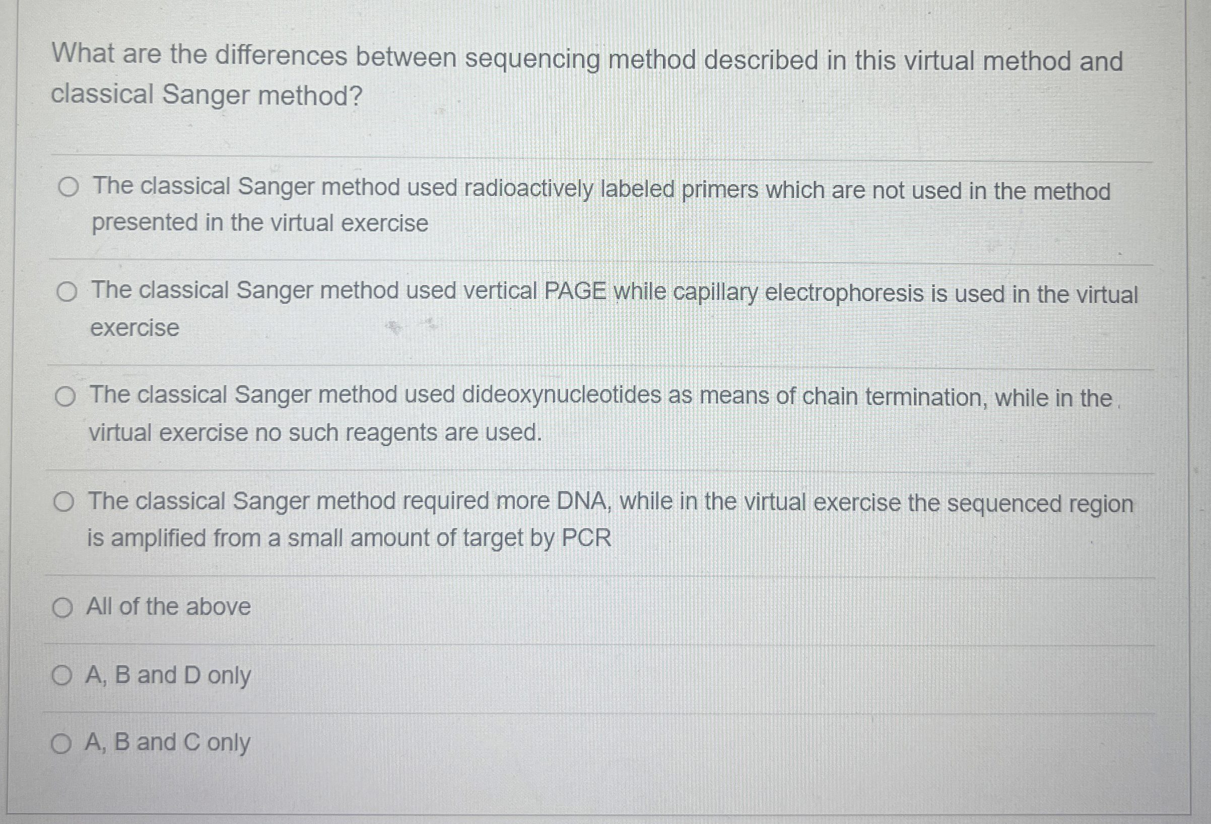 Solved What are the differences between sequencing method | Chegg.com