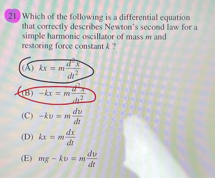 Solved Which of the following is a differential equation