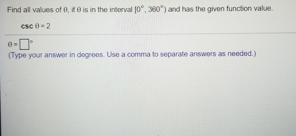 Solved Find all values of , if O is in the interval [0°, | Chegg.com