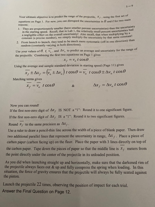 Lab 5: Projectile Motion Objective: Predict where a | Chegg.com