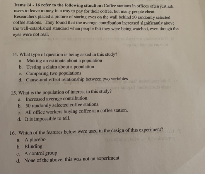 Solved Items 14 - 16 refer to the following situation: | Chegg.com